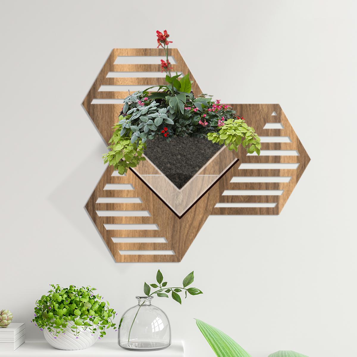 Duvar Tipi Ahşap Dekoratif Saksı