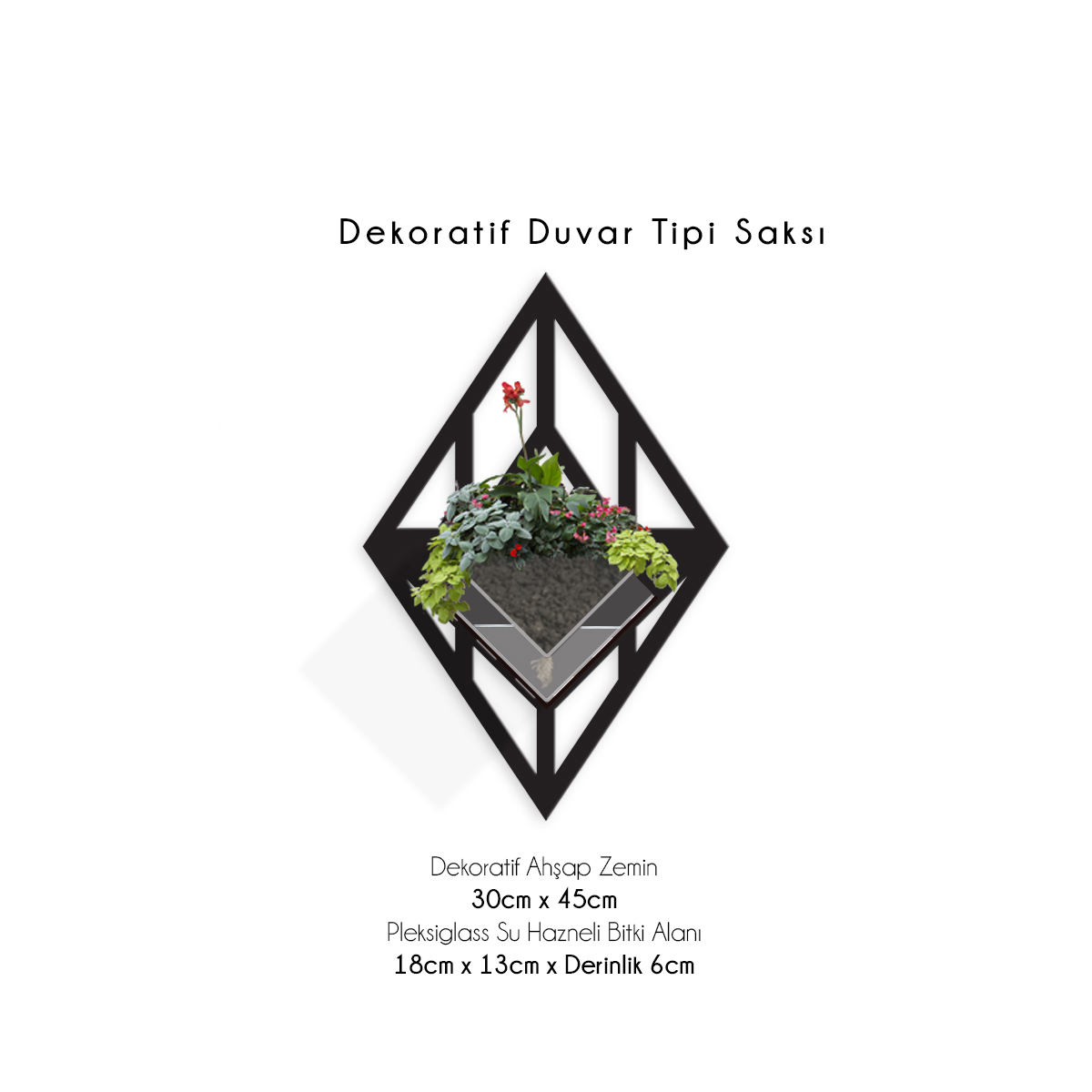 Duvar Tipi Ahşap Dekoratif Saksı