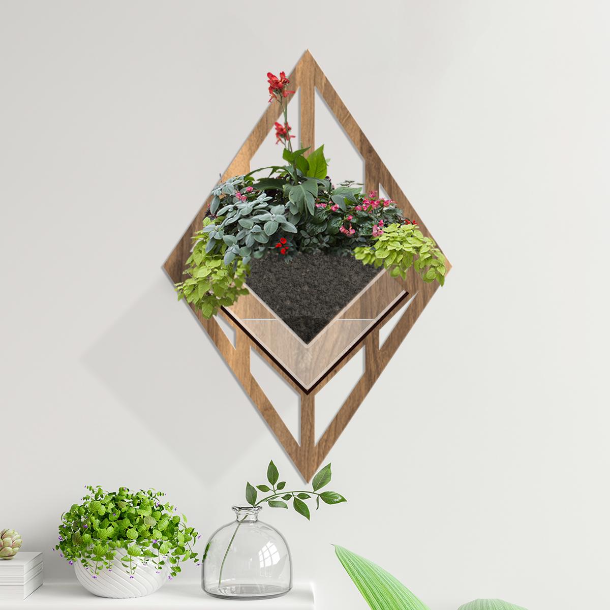Duvar Tipi Ahşap Dekoratif Saksı