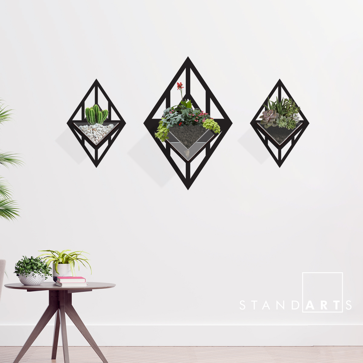 Duvar Tipi Dekoratif Ahşap Saksı
