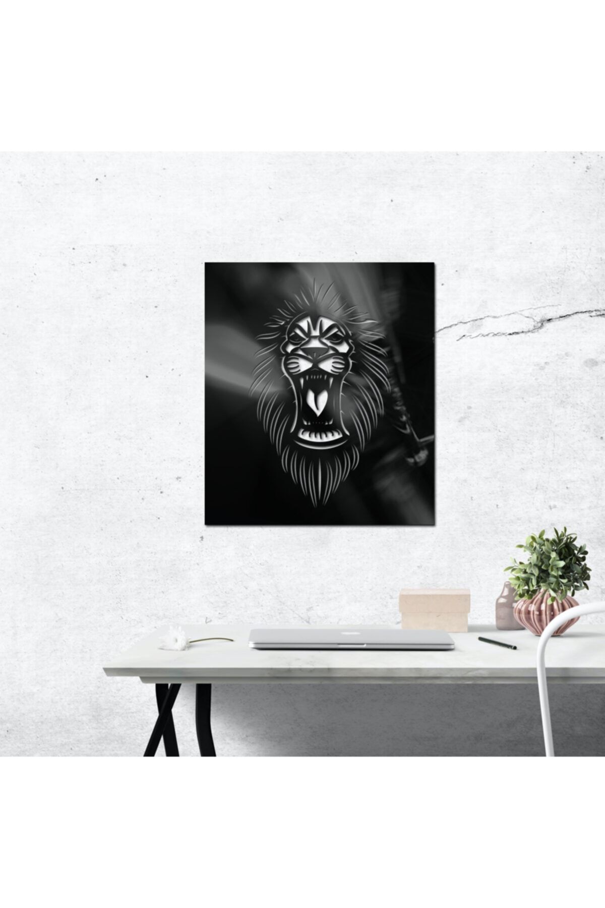 Aslan Figürlü Lazer Kesim Tablo