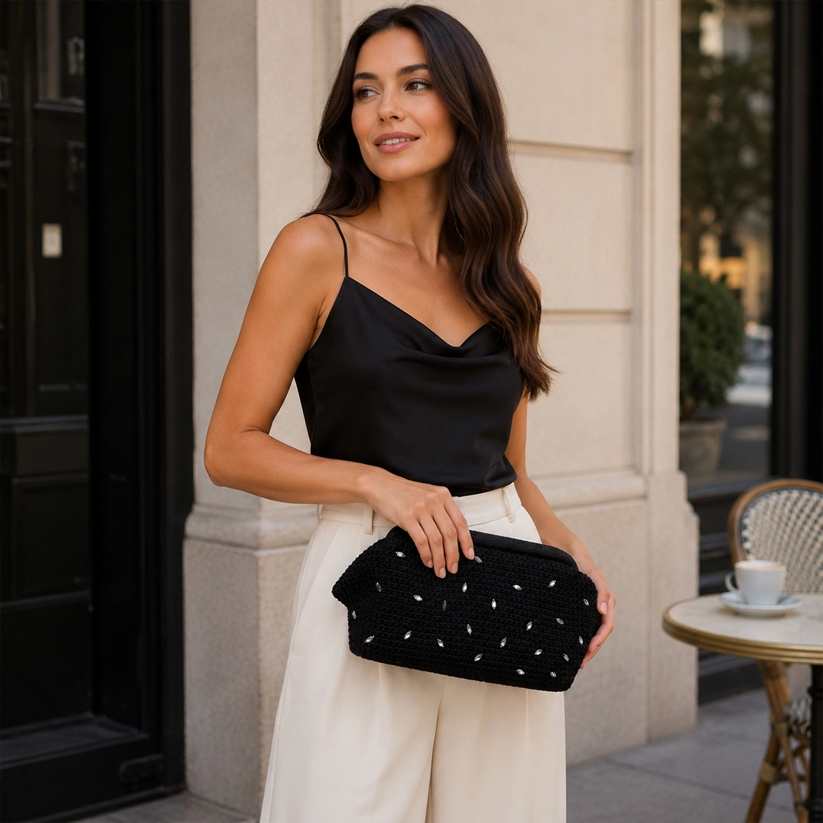 El Yapımı Taş Detaylı Kadın Abiye Clutch Çanta