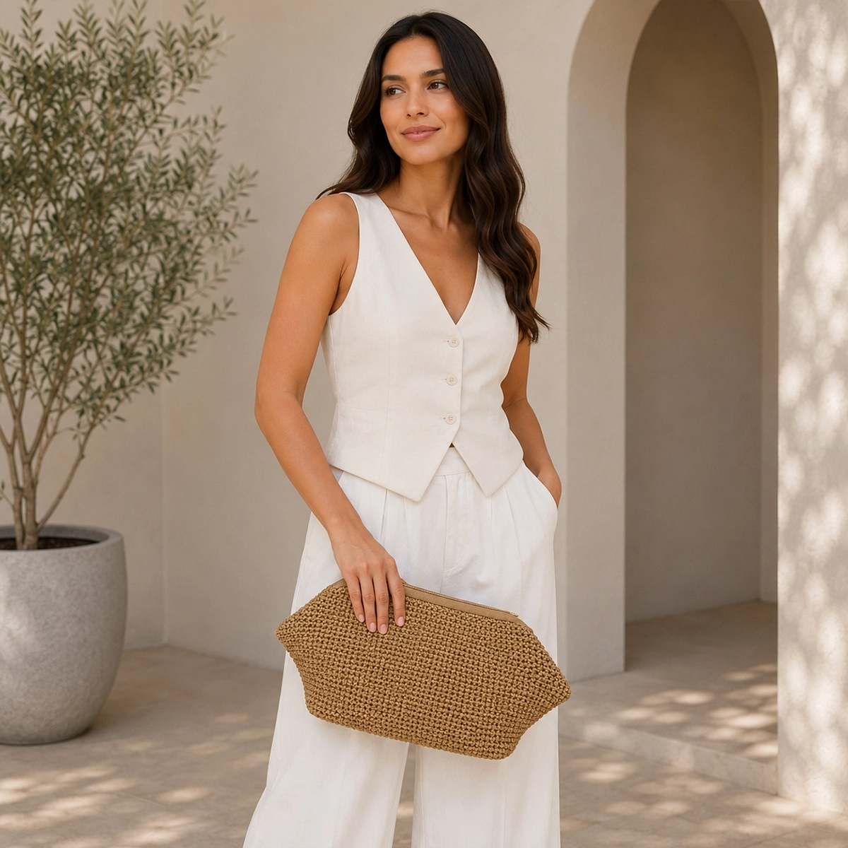 El Yapımı Örgü Kadın Clutch Çanta