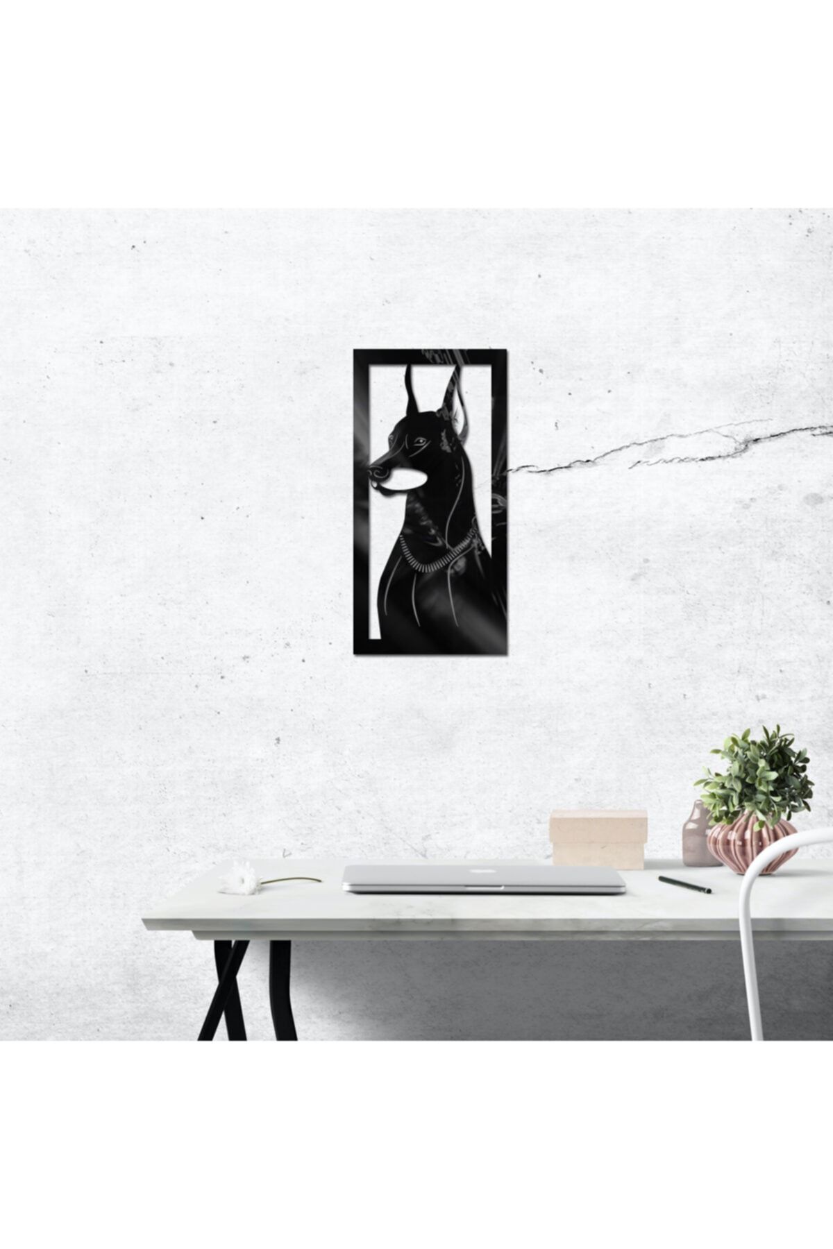 Doberman Figürlü Lazer Kesim Tablo