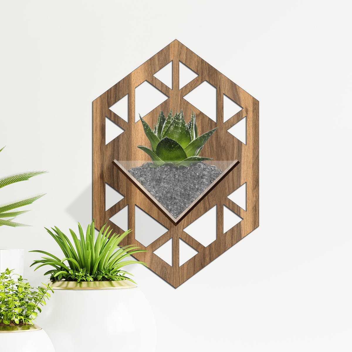 Duvar Tipi Ahşap Dekoratif Saksı