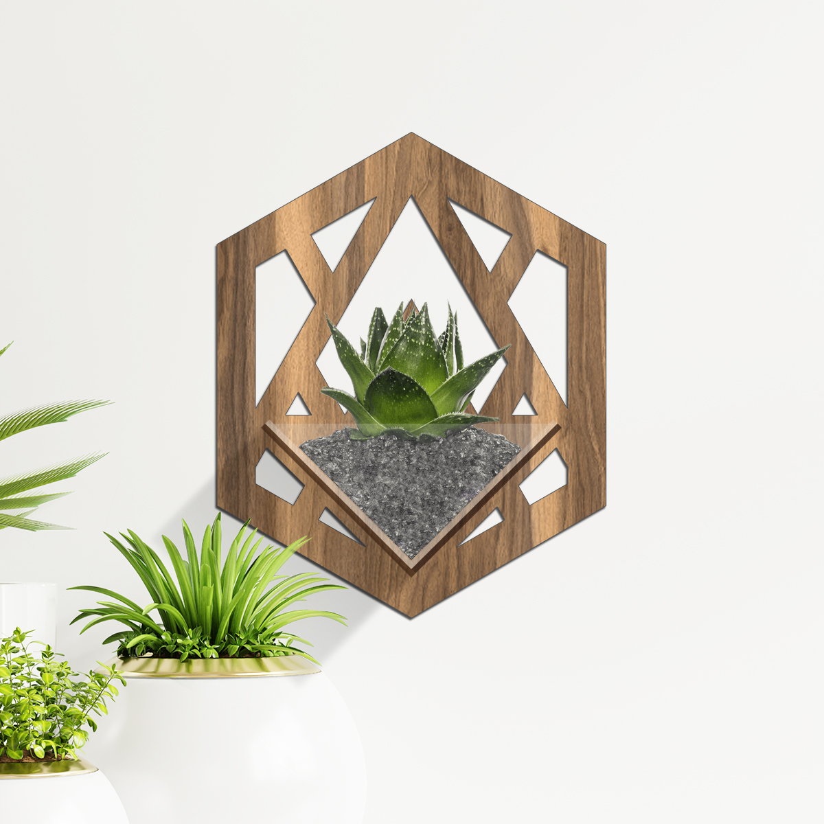 Duvar Tipi Ahşap Dekoratif Saksı