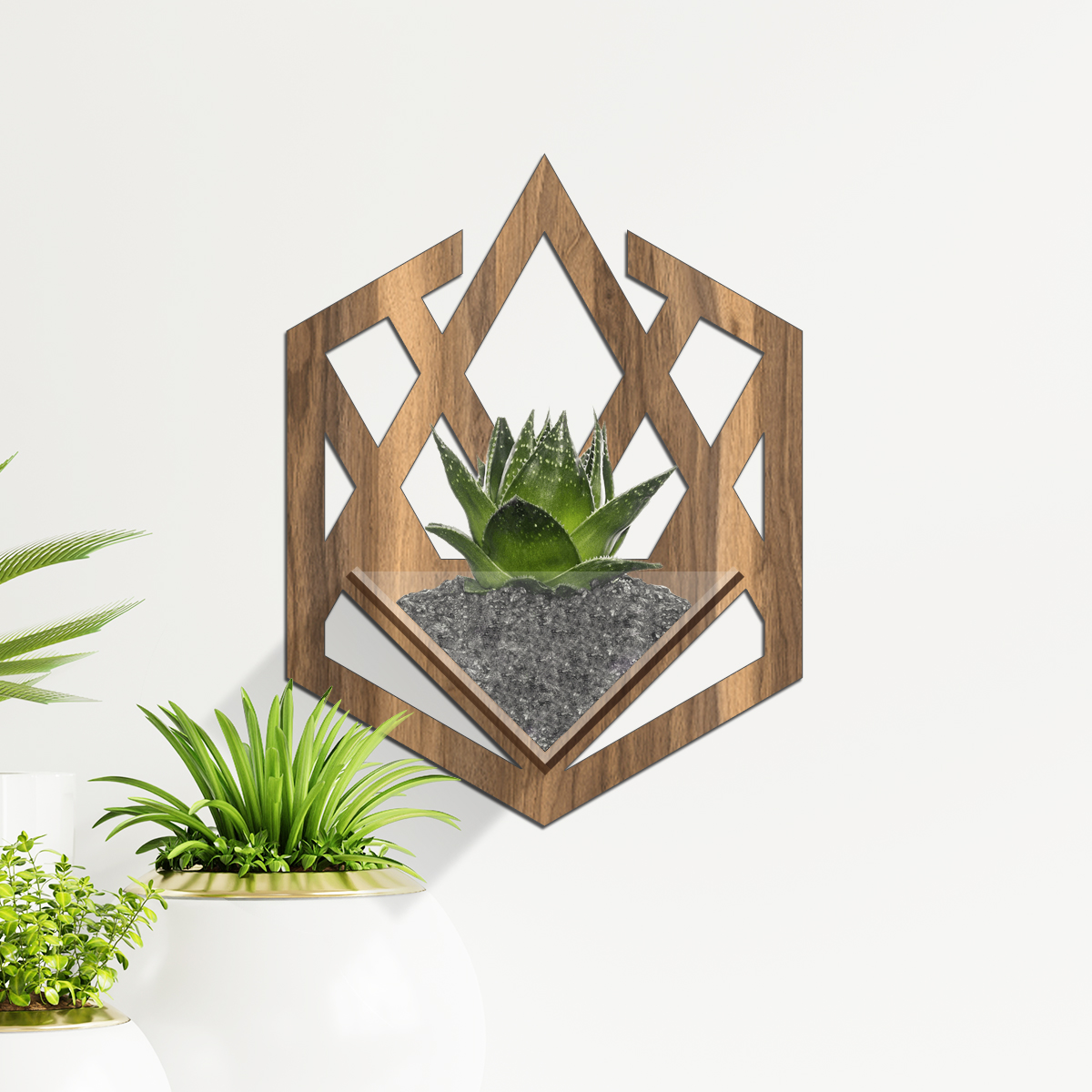 Duvar Tipi Ahşap Dekoratif Saksı