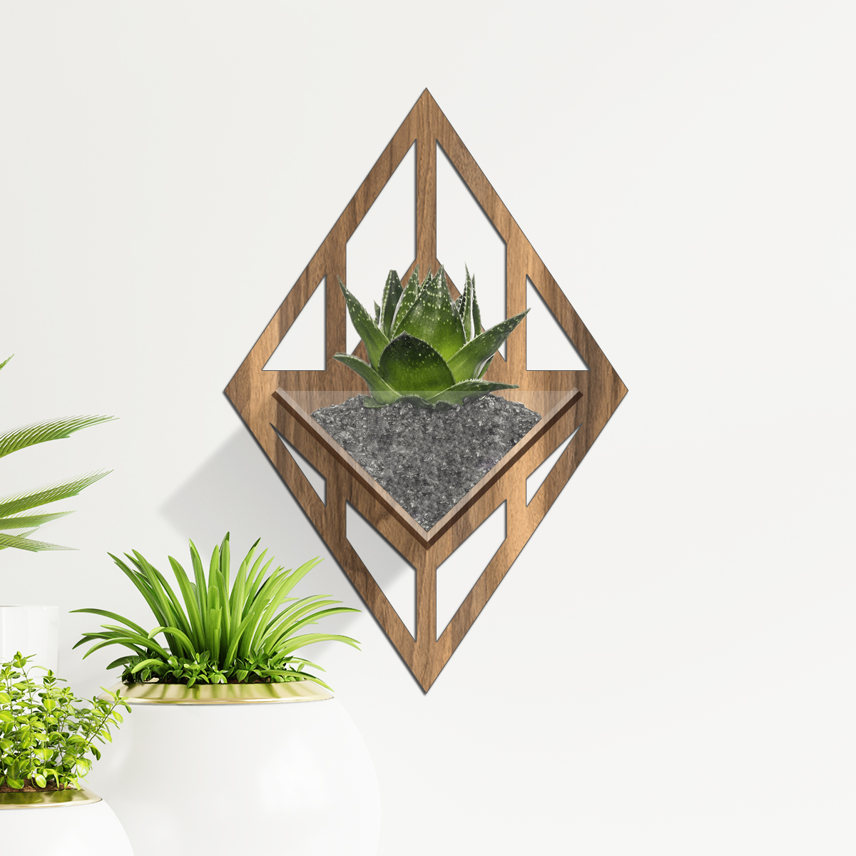 Duvar Tipi Ahşap Dekoratif Saksı