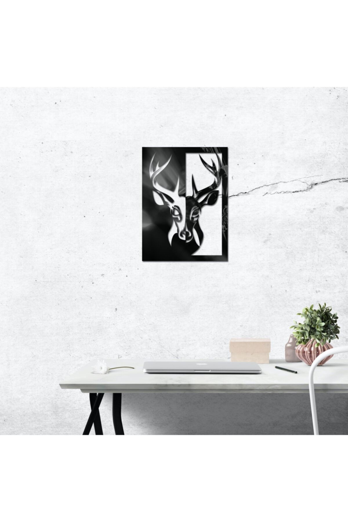 Geyik Figürlü Lazer Kesim Tablo