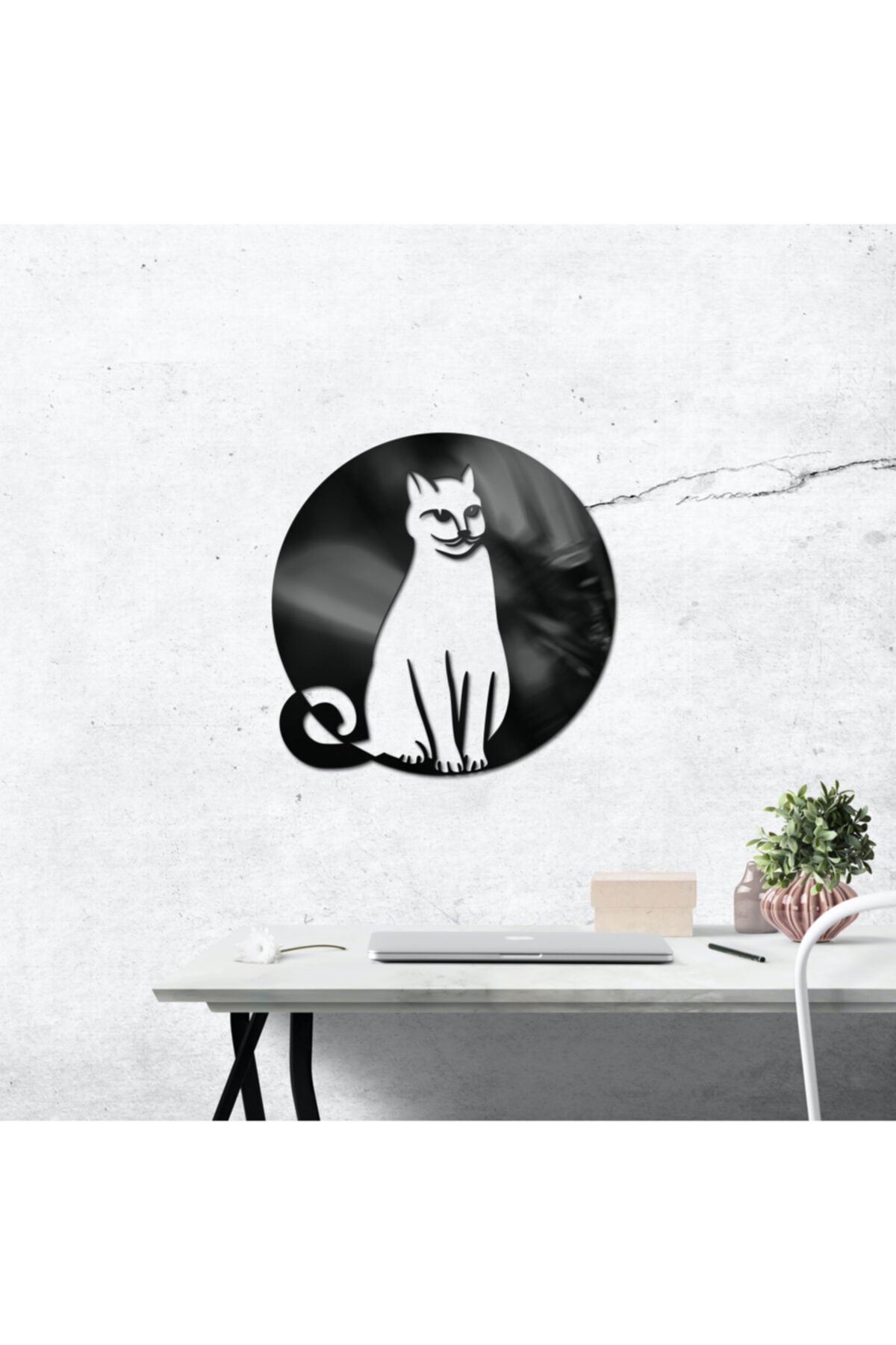 Kedi Figürlü Lazer Kesim Tablo
