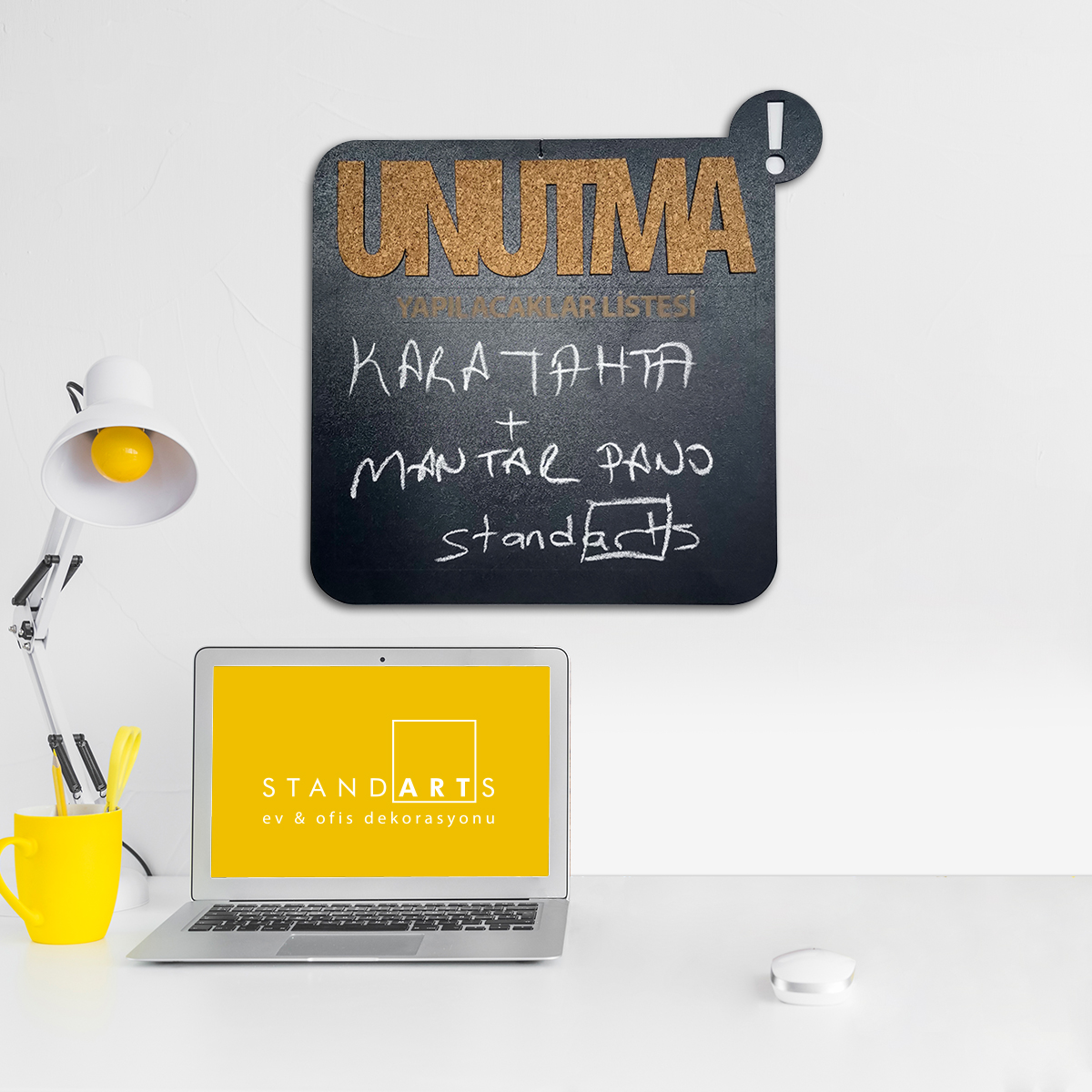 Dekoratif Mantar Panolu Karatahta - Unutma