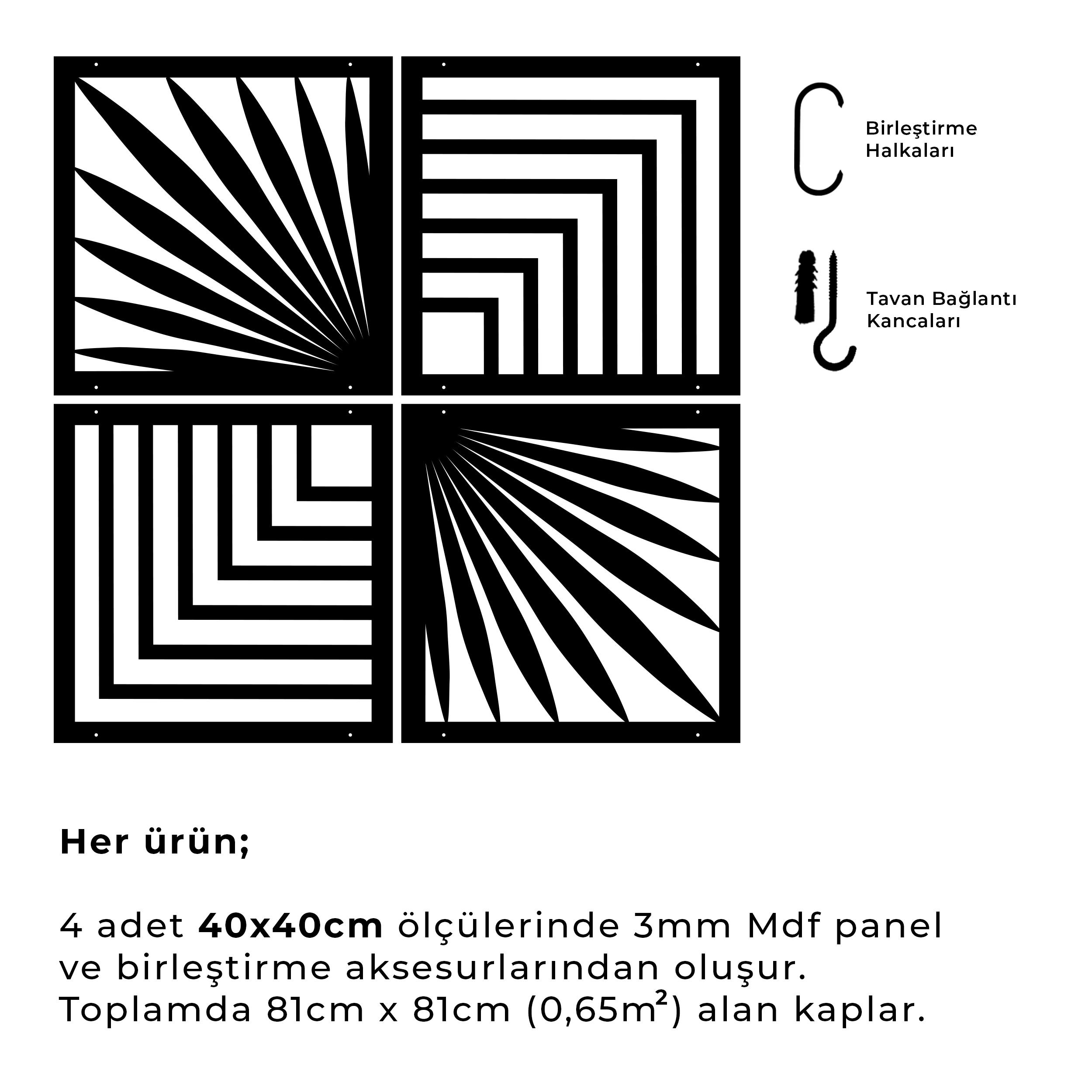Lazer Kesim Ahşap Sarkıt Paravan Seti