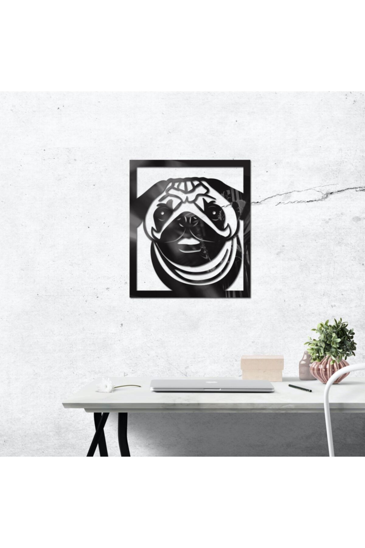 Pug Figürlü Lazer Kesim Tablo