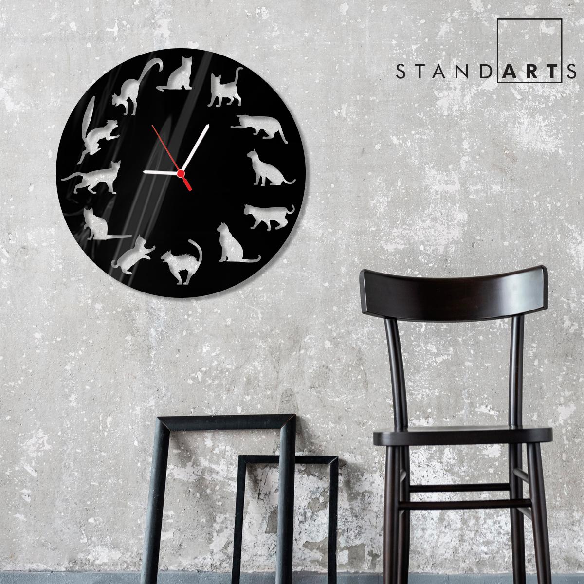W’clock Dekoratif Duvar Saati - Kediler