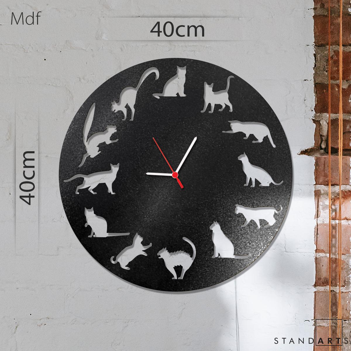 W’clock Dekoratif Duvar Saati - Kediler
