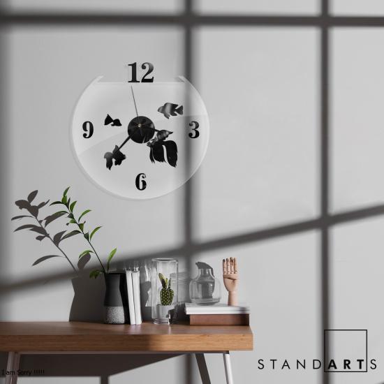 W’clock Dekoratif Duvar Saati - Akvaryum