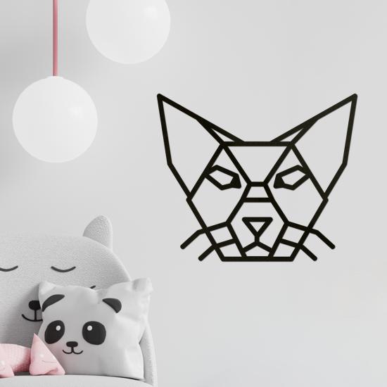 Lazer Kesim Poligonal Ahşap Tablo -  Kedi