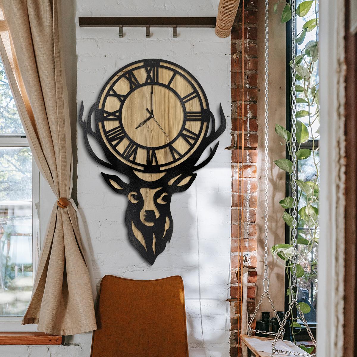 W’clock Geyik Temalı Dekoratif Duvar Saati