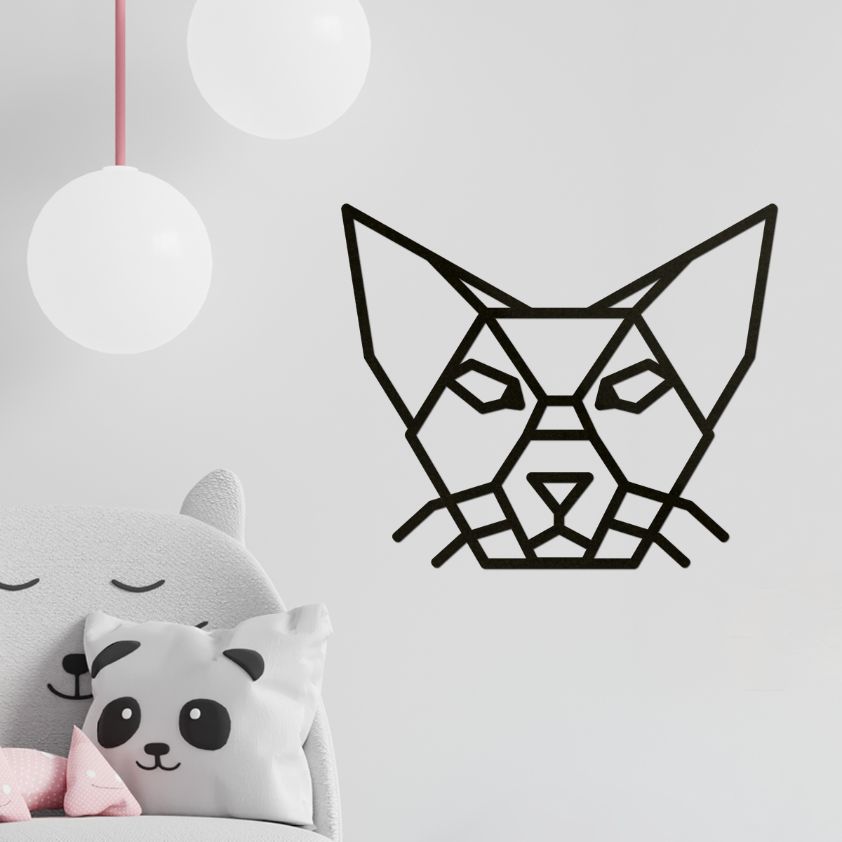 Lazer Kesim Poligonal Ahşap Tablo -  Kedi