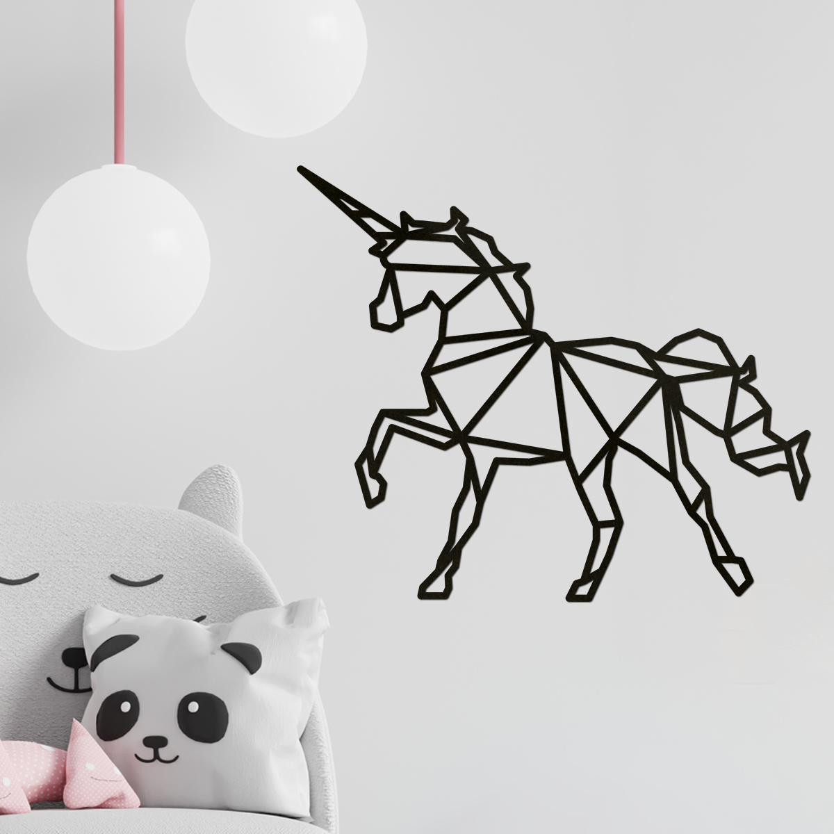 Lazer Kesim Poligonal Ahşap Tablo -  Unicorn