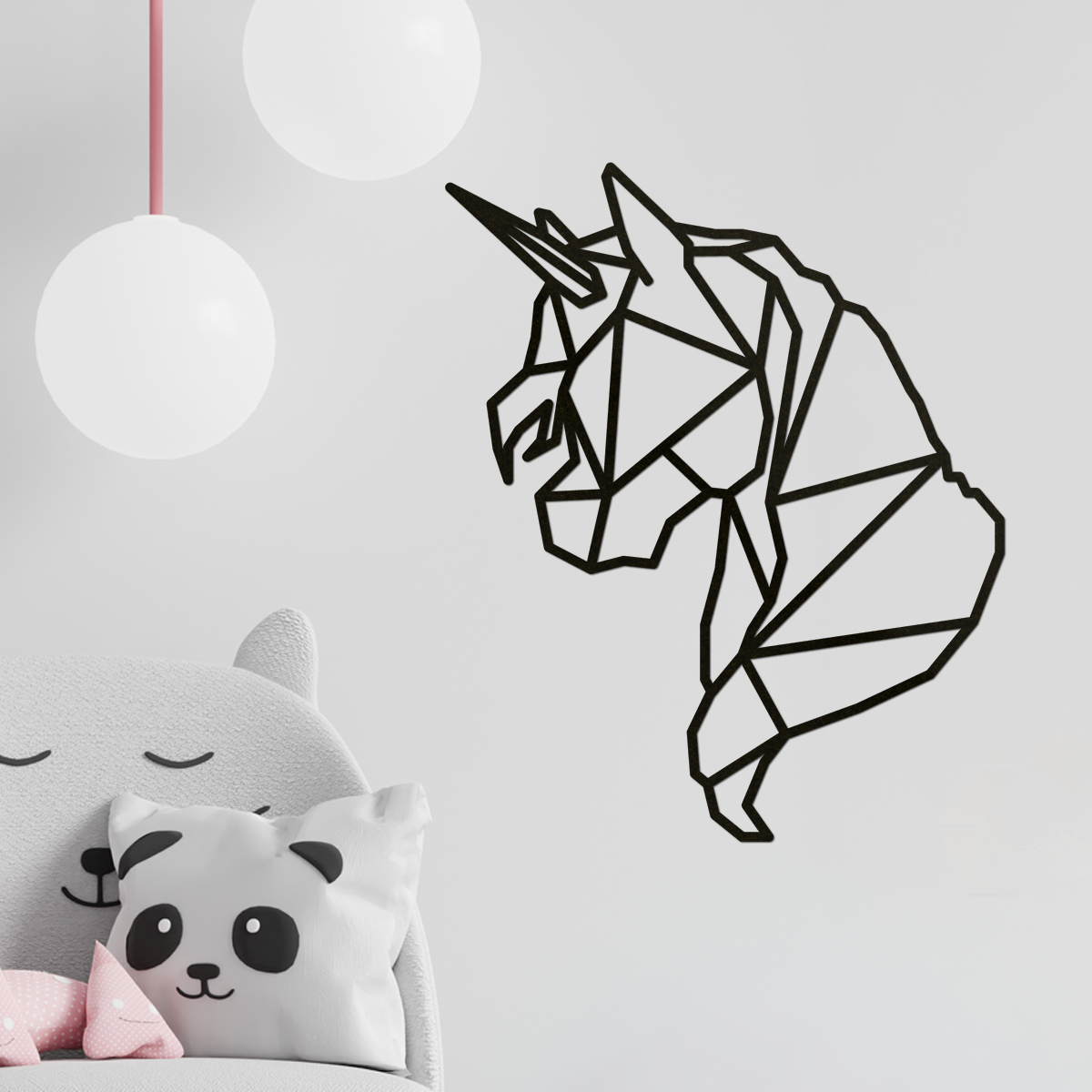 Lazer Kesim Poligonal Ahşap Tablo -  Unicorn
